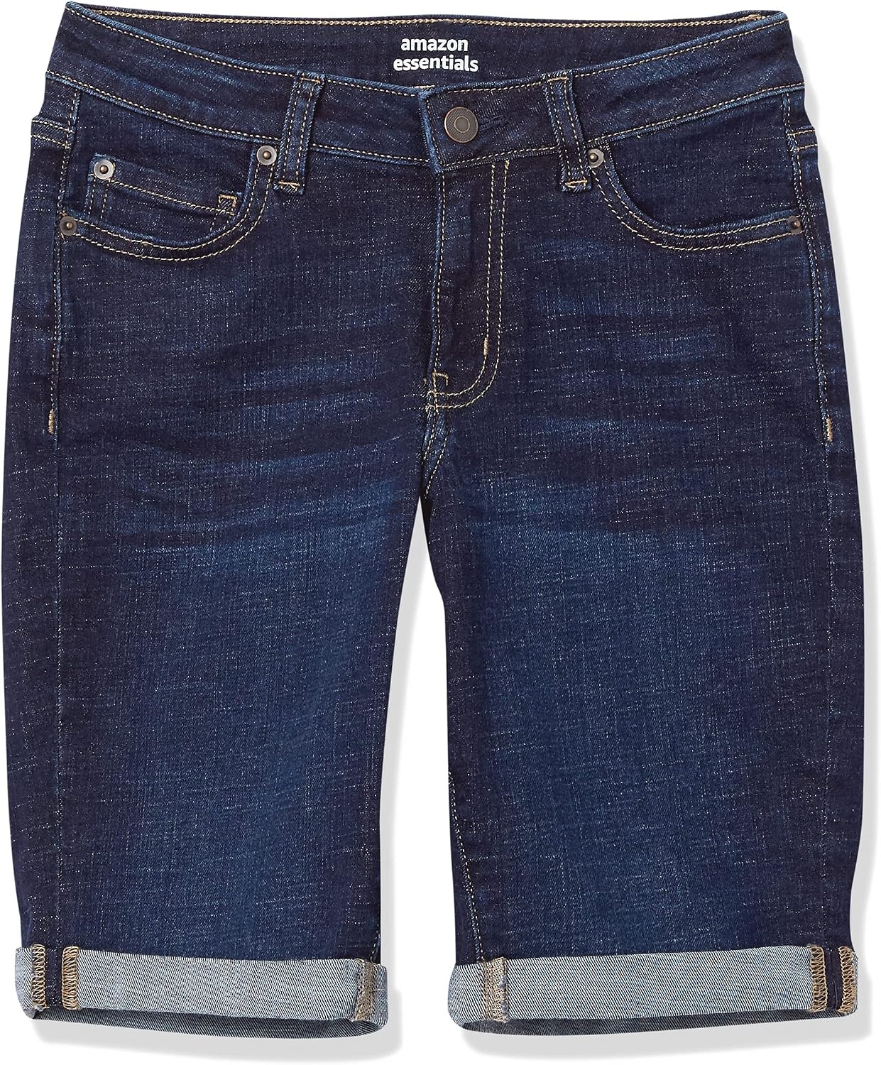 image:imageAmazon Essentials Womens Slim Fit Denim Bermuda Shorts with PocketsRinse