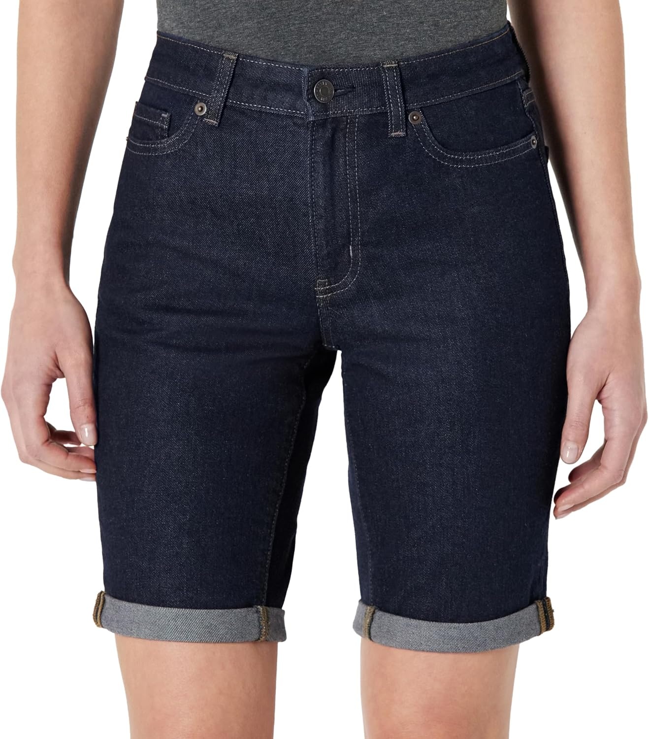 image:imageAmazon Essentials Womens Slim Fit Denim Bermuda Shorts with PocketsRinse