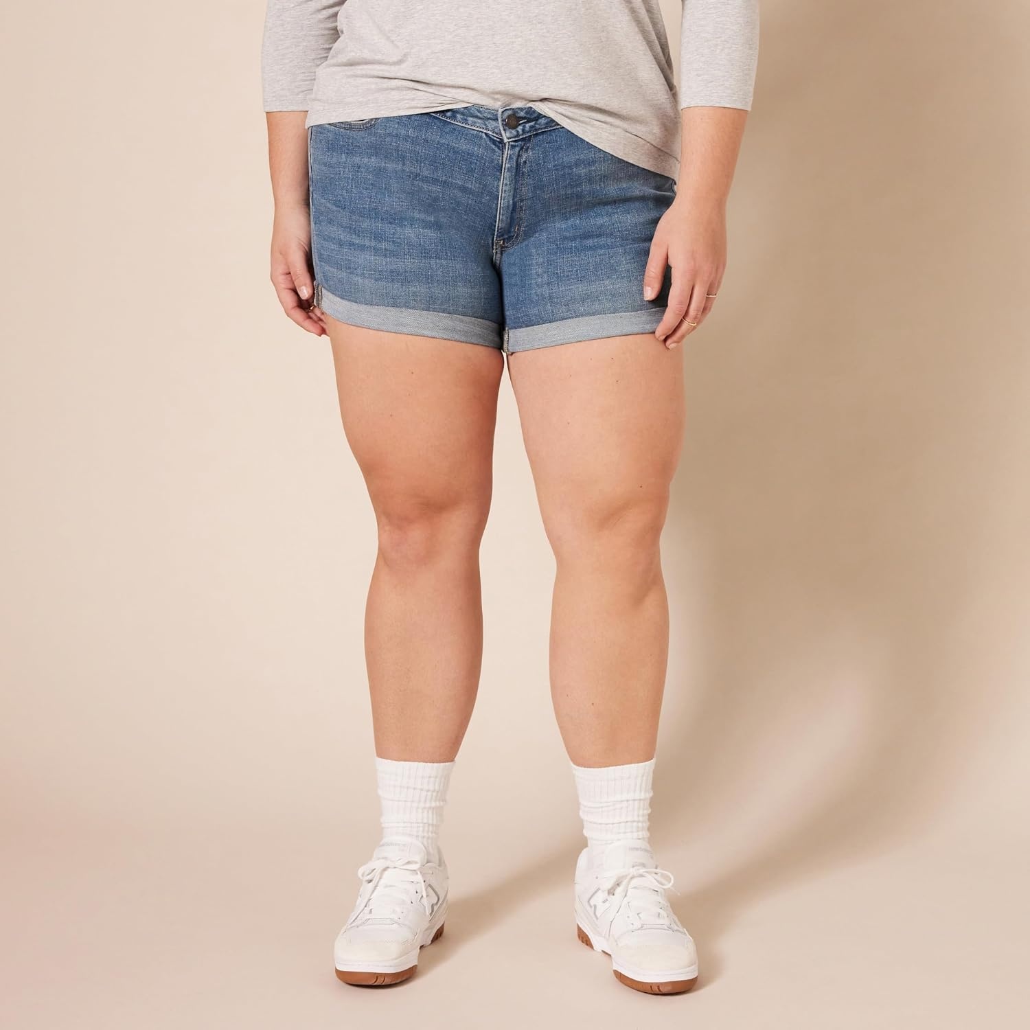 image:imageAmazon Essentials Womens Slim Fit MidRise 4 Denim ShortsMedium Wash