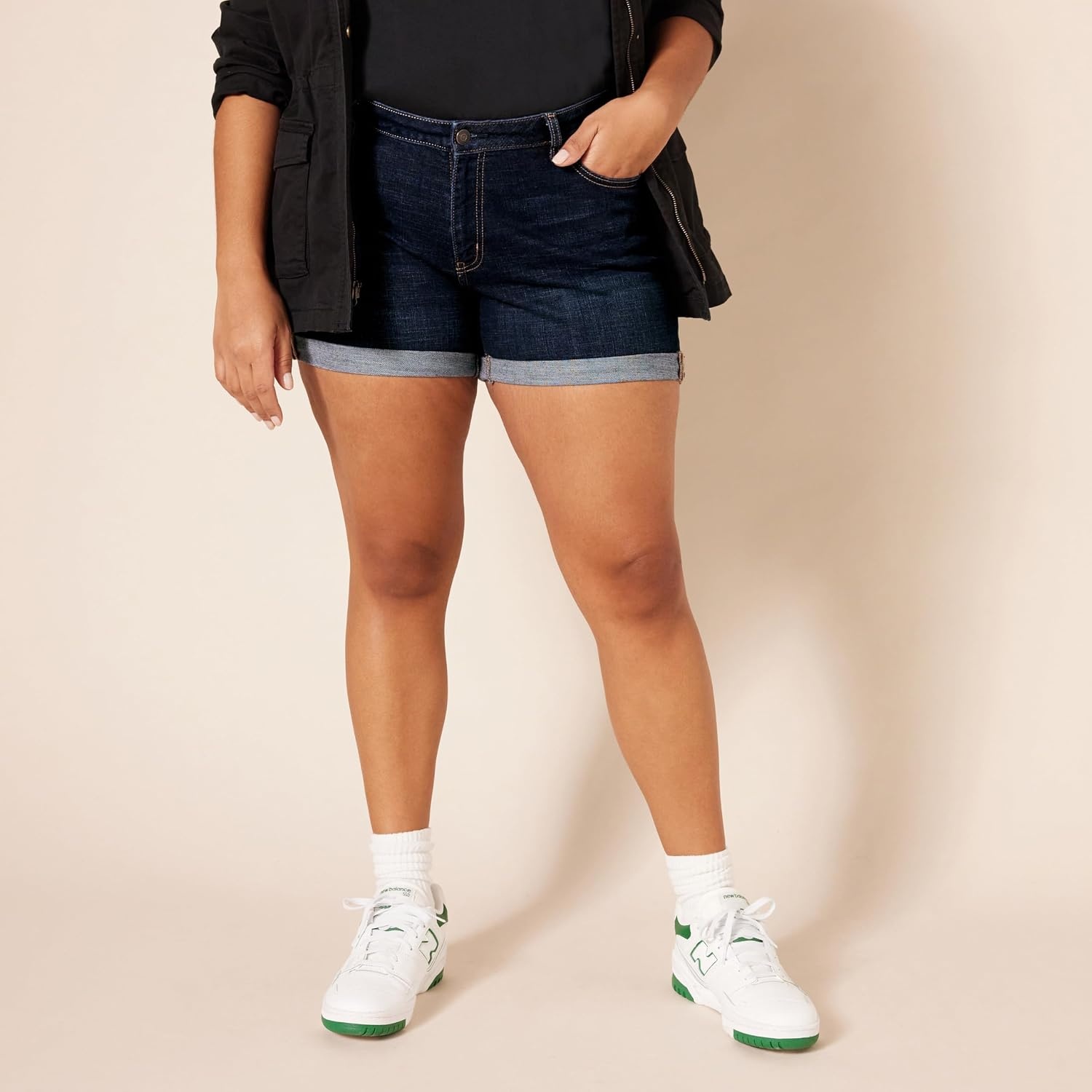 image:imageAmazon Essentials Womens Slim Fit MidRise 4 Denim ShortsRinse