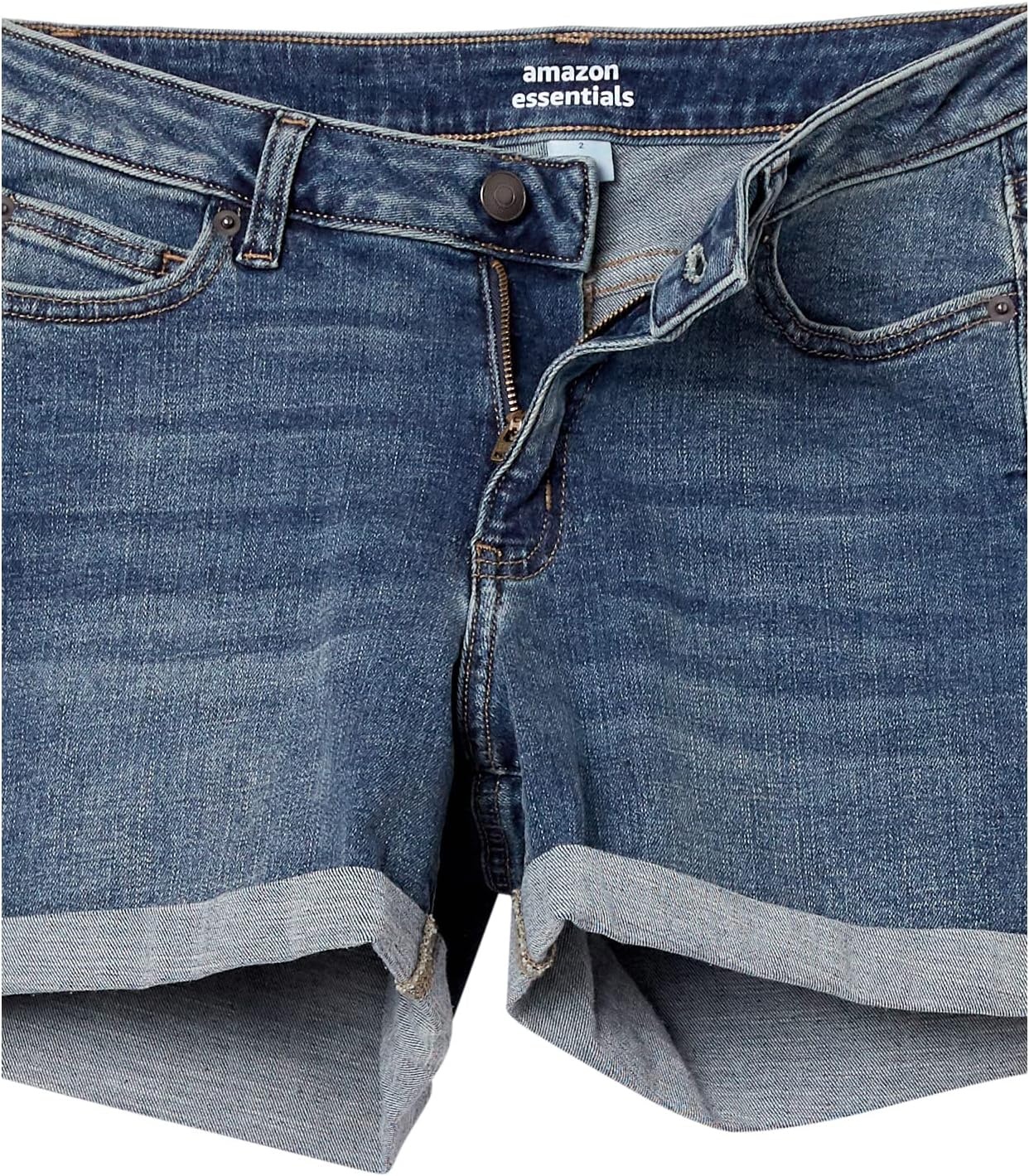 image:imageAmazon Essentials Womens Slim Fit MidRise 4 Denim ShortsVintage Wash