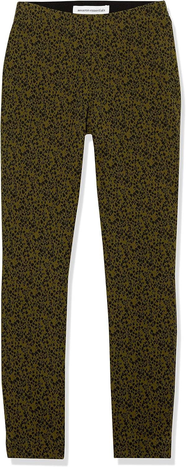 image:imageAmazon Essentials Womens SlimFit BiStretch Side Zip Ankle PantBlack Olive Animal Print