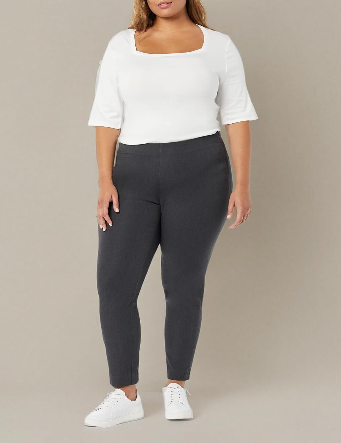 image:imageAmazon Essentials Womens SlimFit BiStretch Side Zip Ankle PantCharcoal Heather