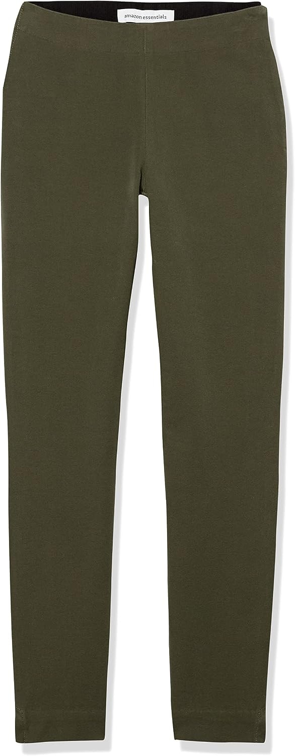 image:imageAmazon Essentials Womens SlimFit BiStretch Side Zip Ankle PantDark Green