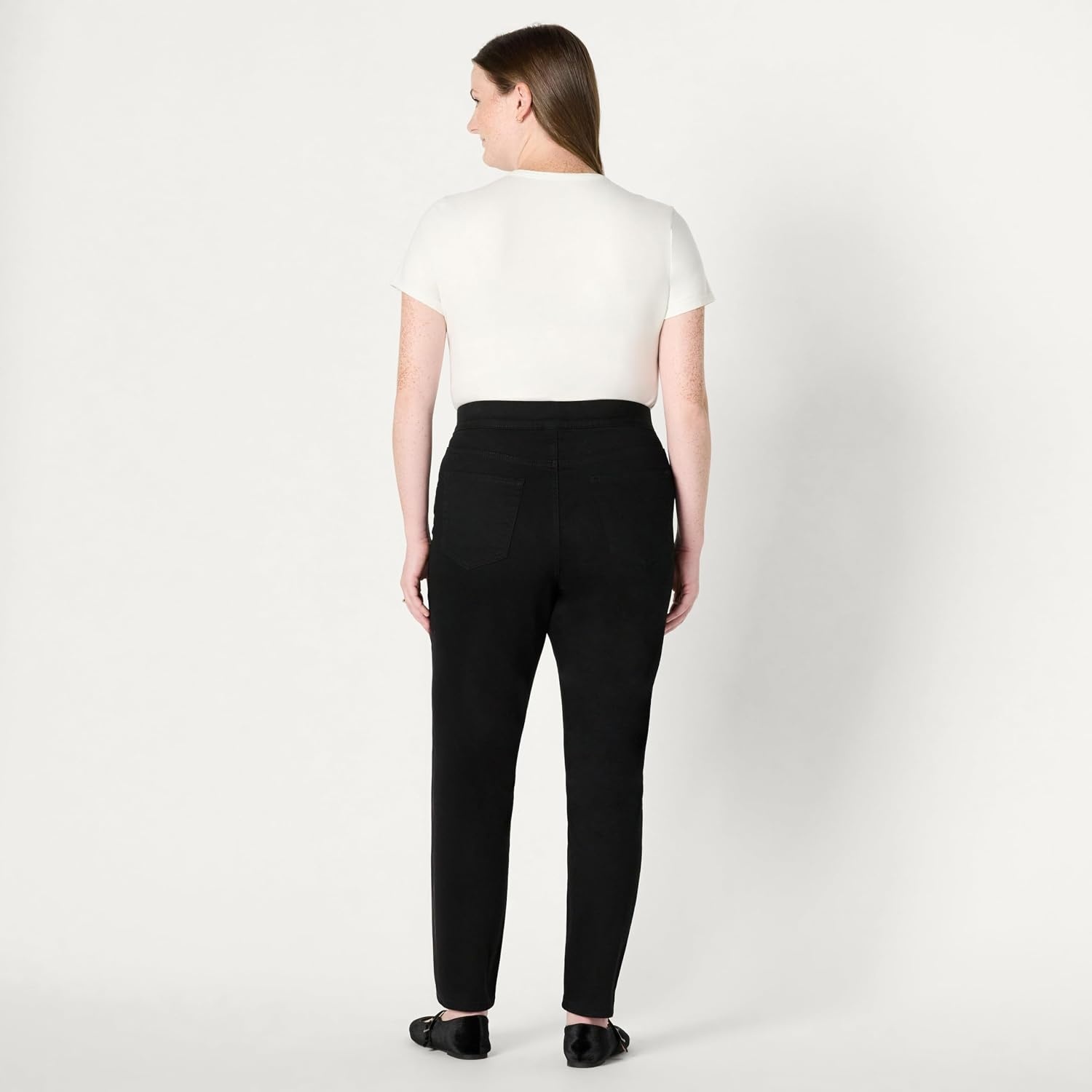image:imageAmazon Essentials Womens Stretch Denim MidRise PullOn Skinny JeggingBlack