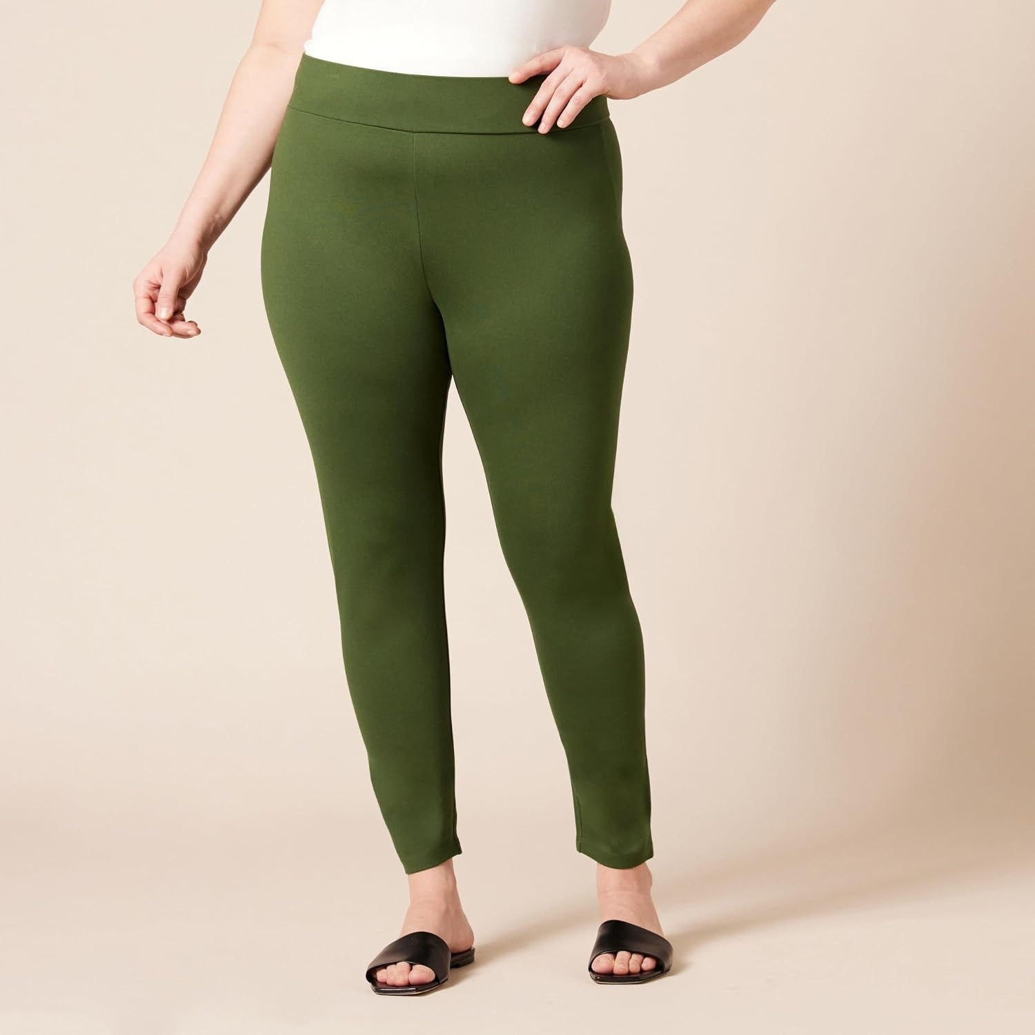 image:imageAmazon Essentials Womens Stretchy Ponte Legging Available in Plus SizeDark Olive