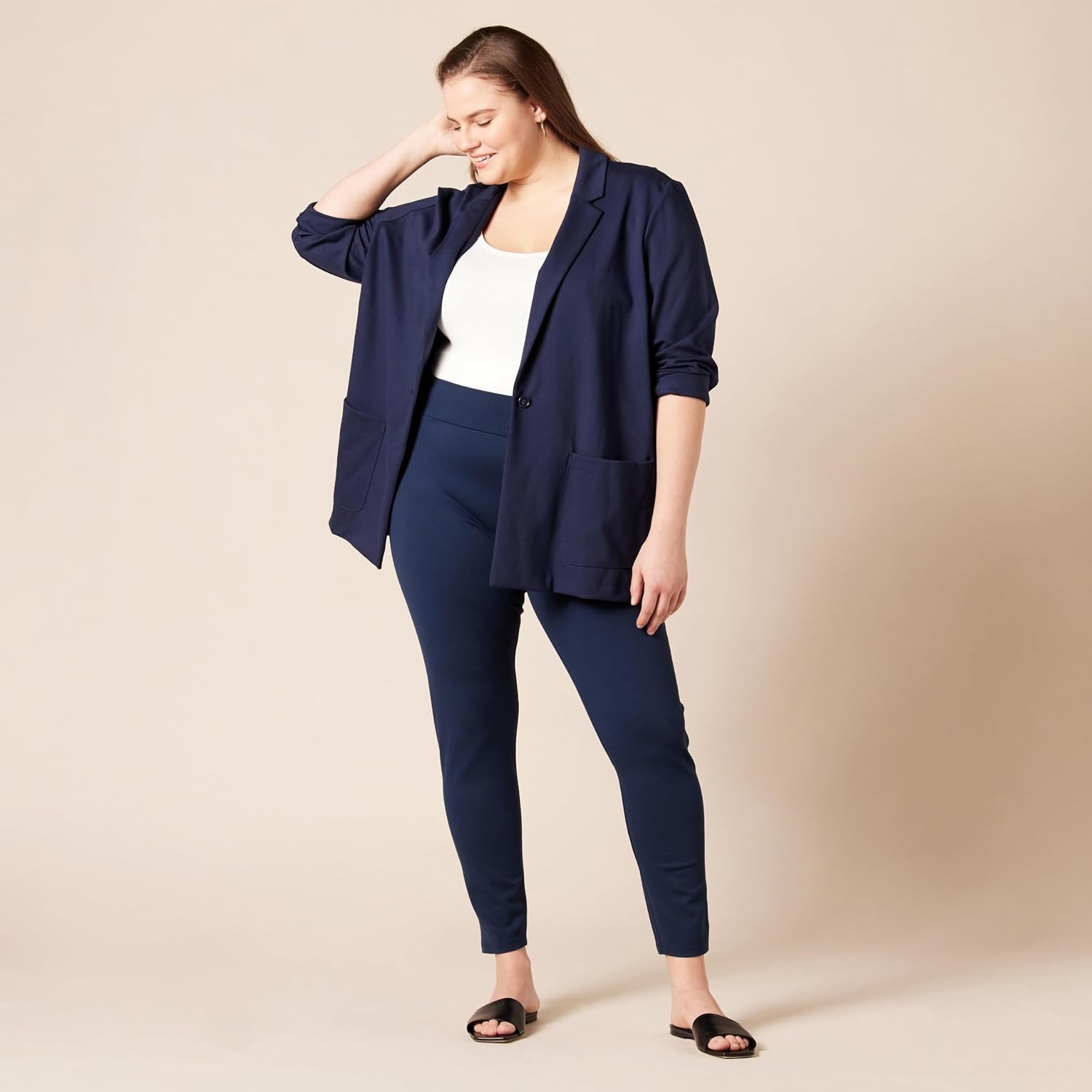 image:imageAmazon Essentials Womens Stretchy Ponte Legging Available in Plus SizeNavy