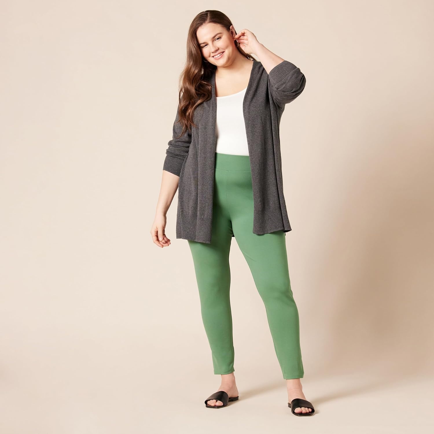 image:imageAmazon Essentials Womens Stretchy Ponte Legging Available in Plus SizeSage Green