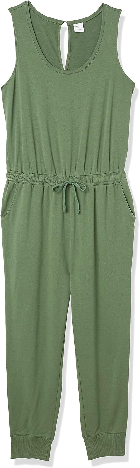 image:imageAmazon Essentials Womens Studio Terry Stretchy Jumpsuit for Exercise Available in Plus SizeMilitary Green