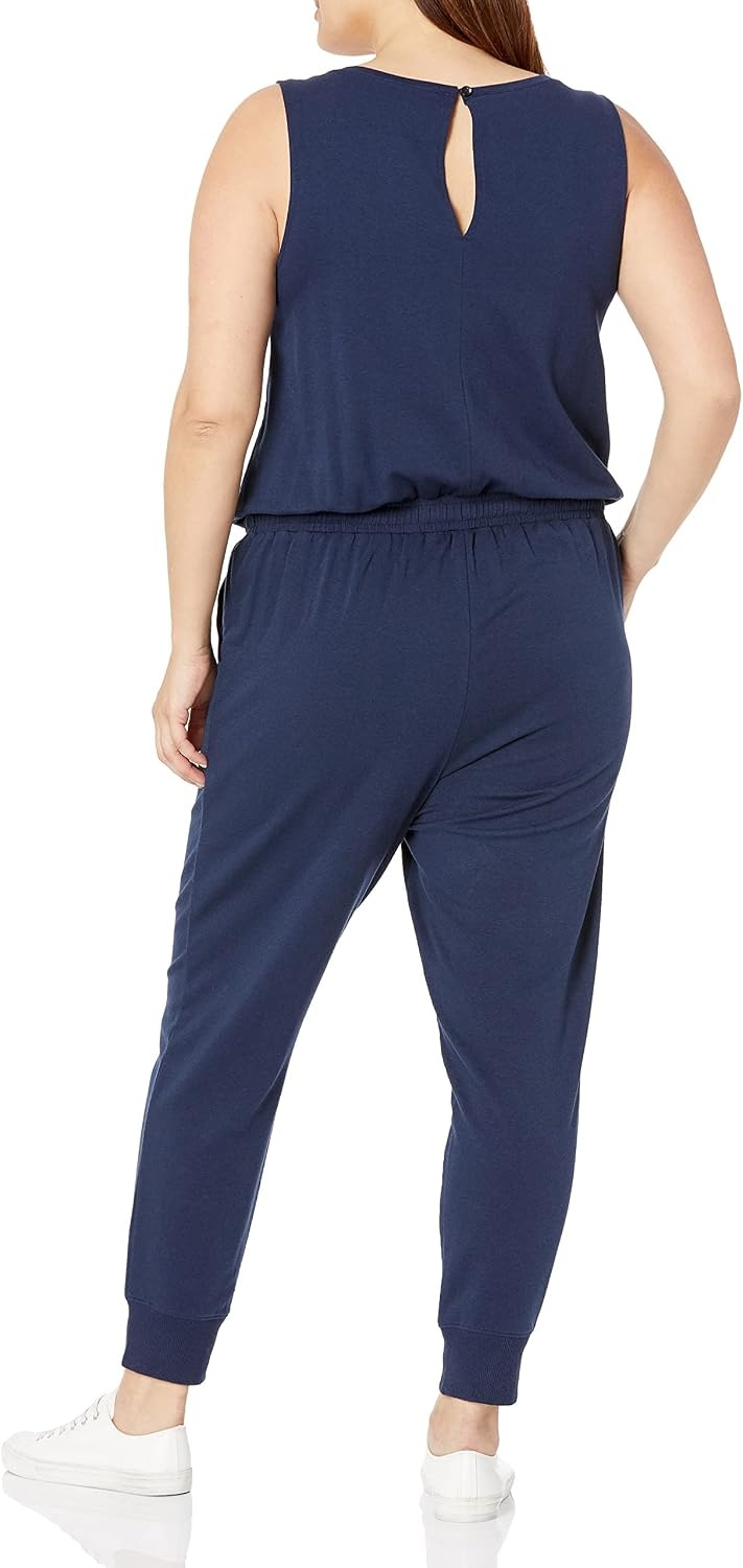 image:imageAmazon Essentials Womens Studio Terry Stretchy Jumpsuit for Exercise Available in Plus SizeNavy