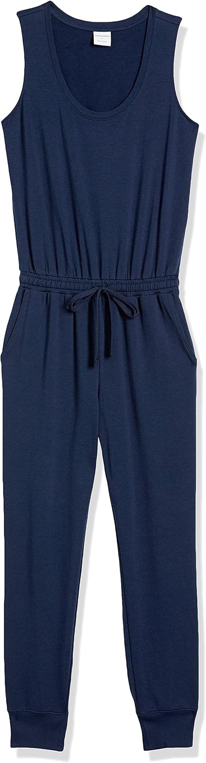 image:imageAmazon Essentials Womens Studio Terry Stretchy Jumpsuit for Exercise Available in Plus SizeNavy