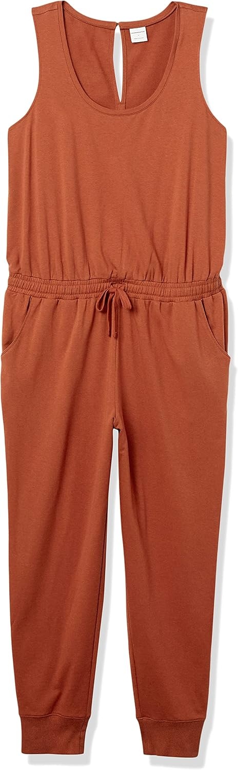 image:imageAmazon Essentials Womens Studio Terry Stretchy Jumpsuit for Exercise Available in Plus SizeTerracotta