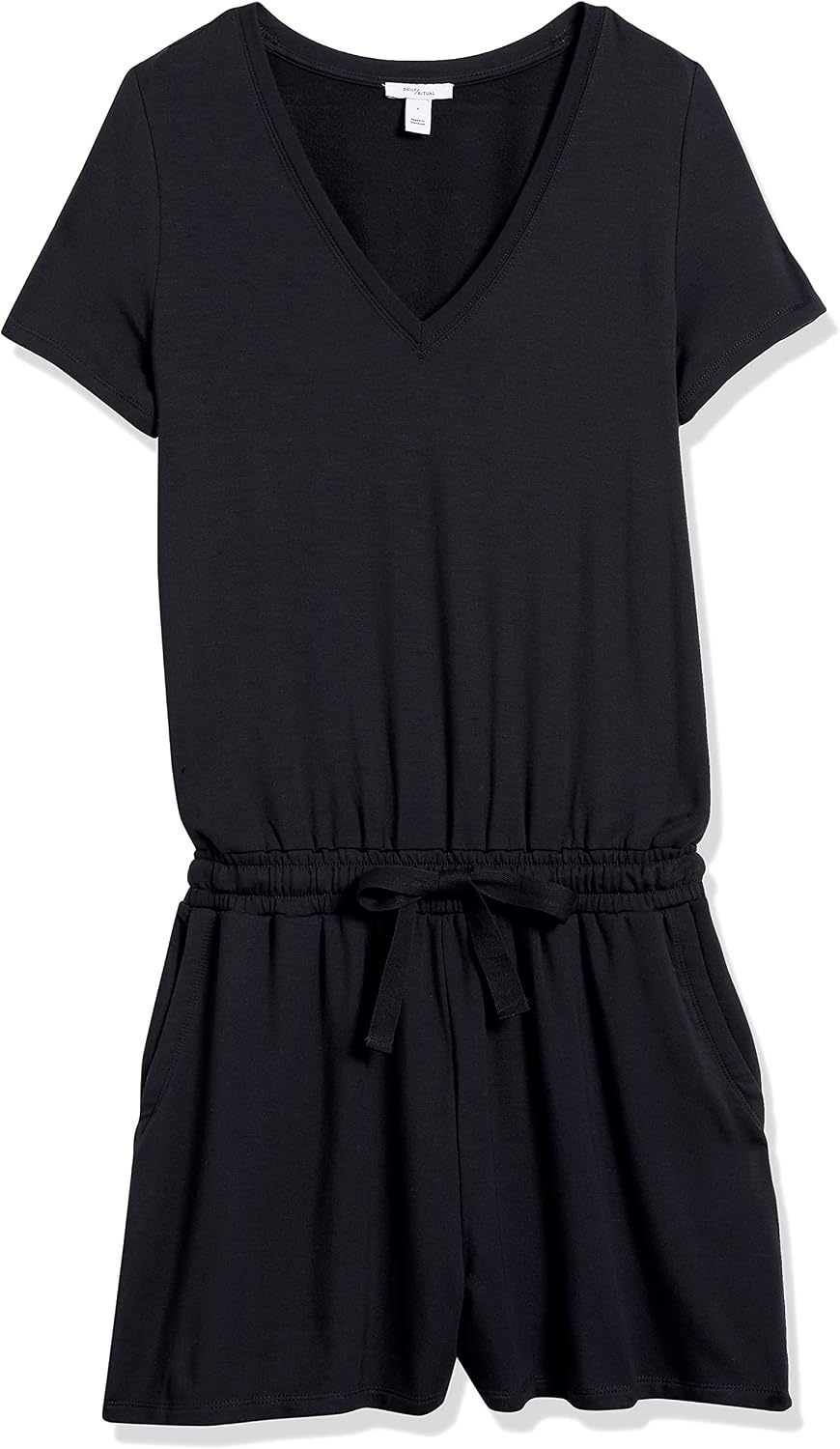 image:imageAmazon Essentials Womens Supersoft Terry ShortSleeve VNeck Romper Previously Daily RitualNavy