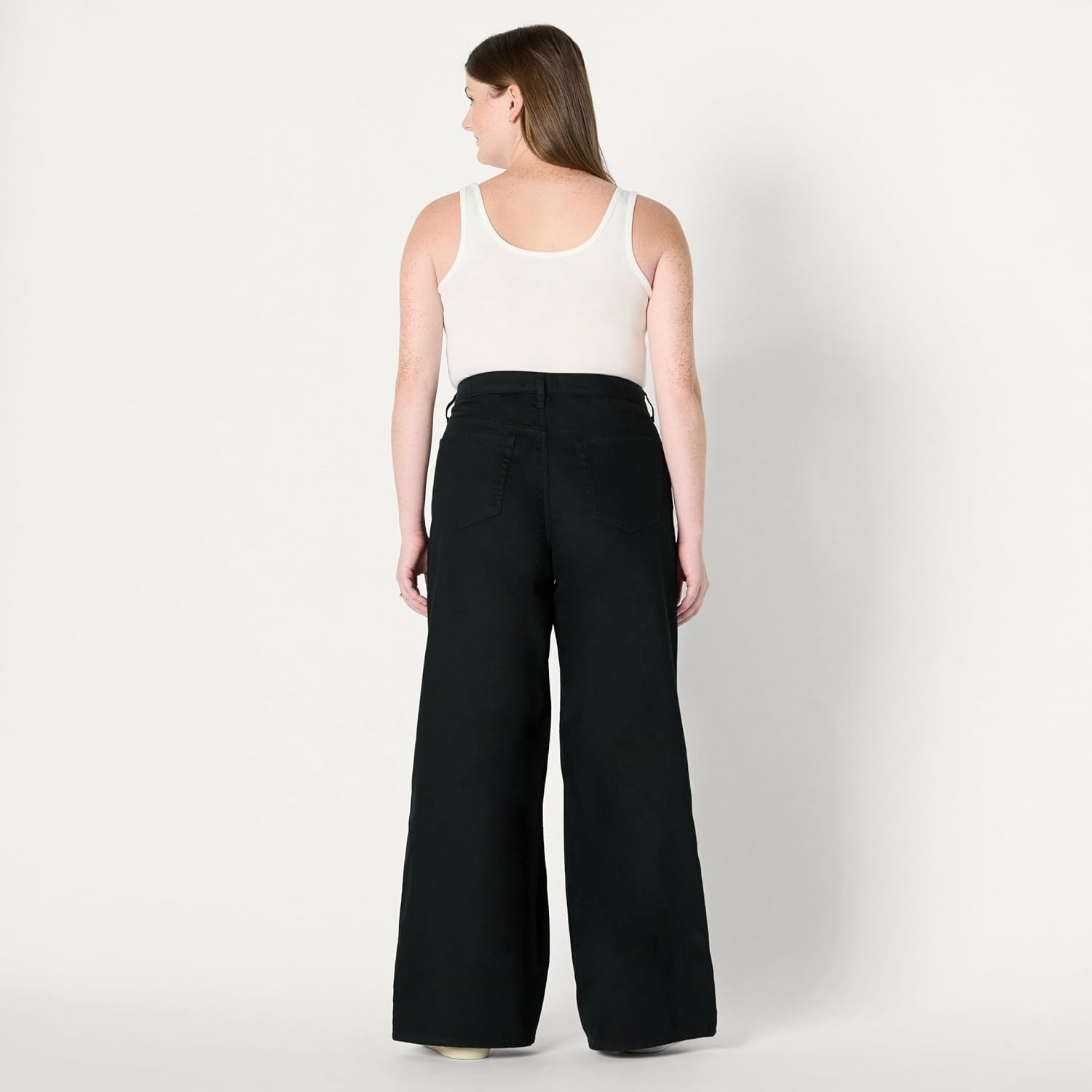image:imageAmazon Essentials Womens Ultra Soft MidRise Wide Leg JeansBlack