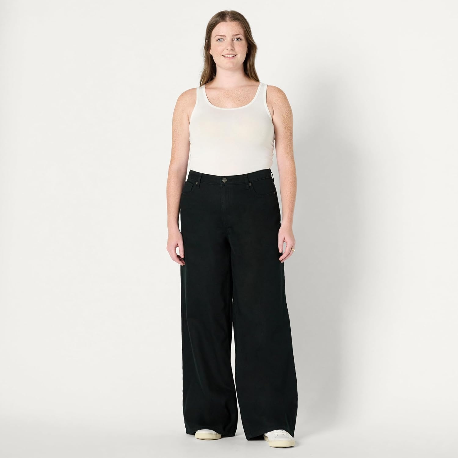 image:imageAmazon Essentials Womens Ultra Soft MidRise Wide Leg JeansBlack