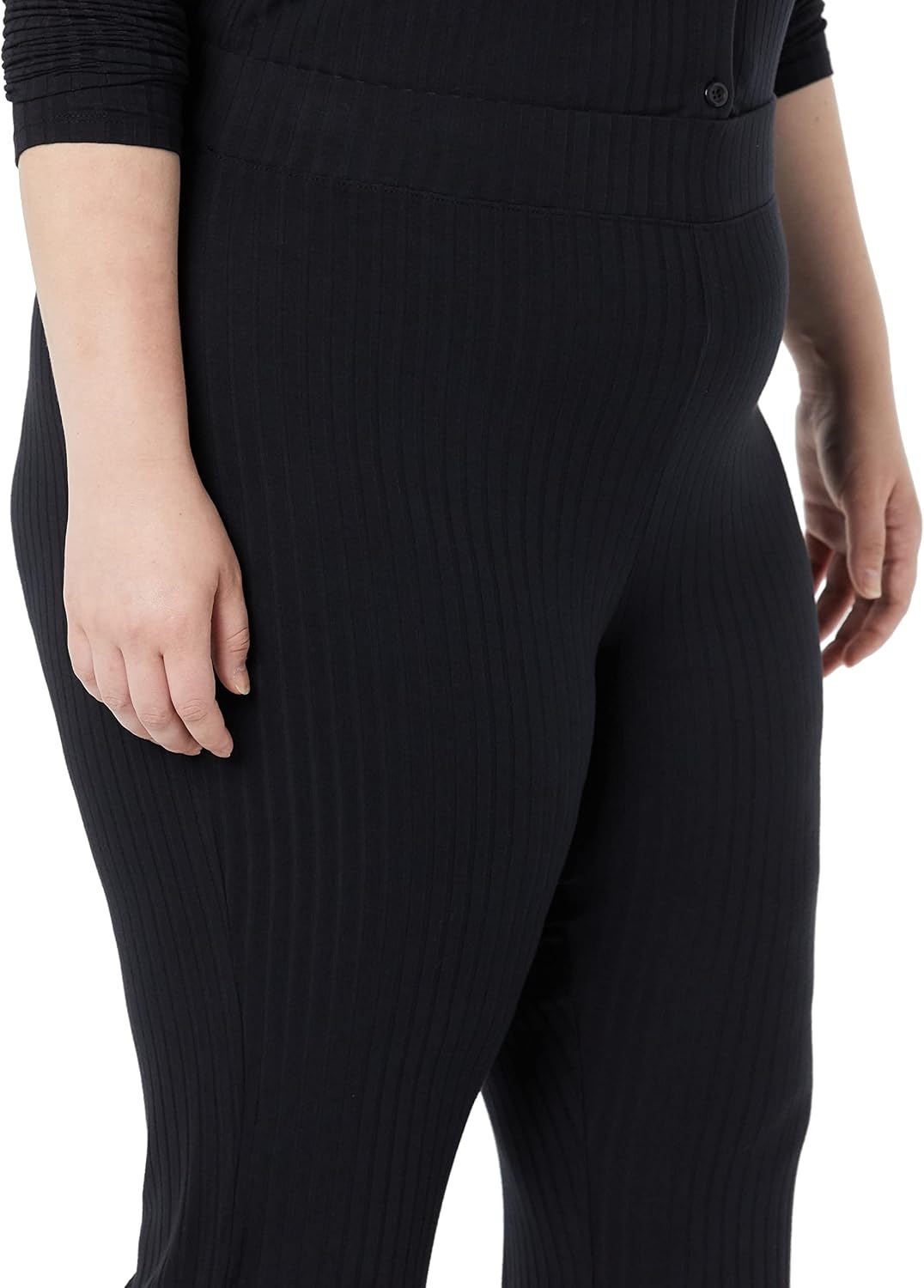 image:imageAmazon Essentials Womens Wide Rib Flared Ankle Pant Previously Daily RitualBlack