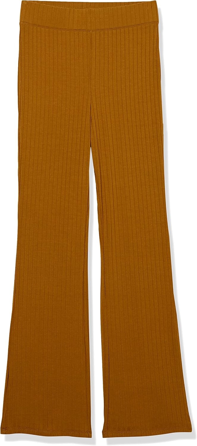 image:imageAmazon Essentials Womens Wide Rib Flared Ankle Pant Previously Daily RitualBrown