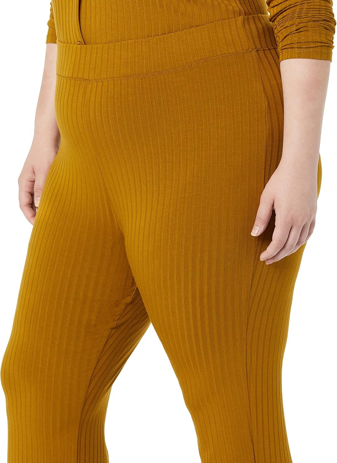 image:imageAmazon Essentials Womens Wide Rib Flared Ankle Pant Previously Daily RitualBrown