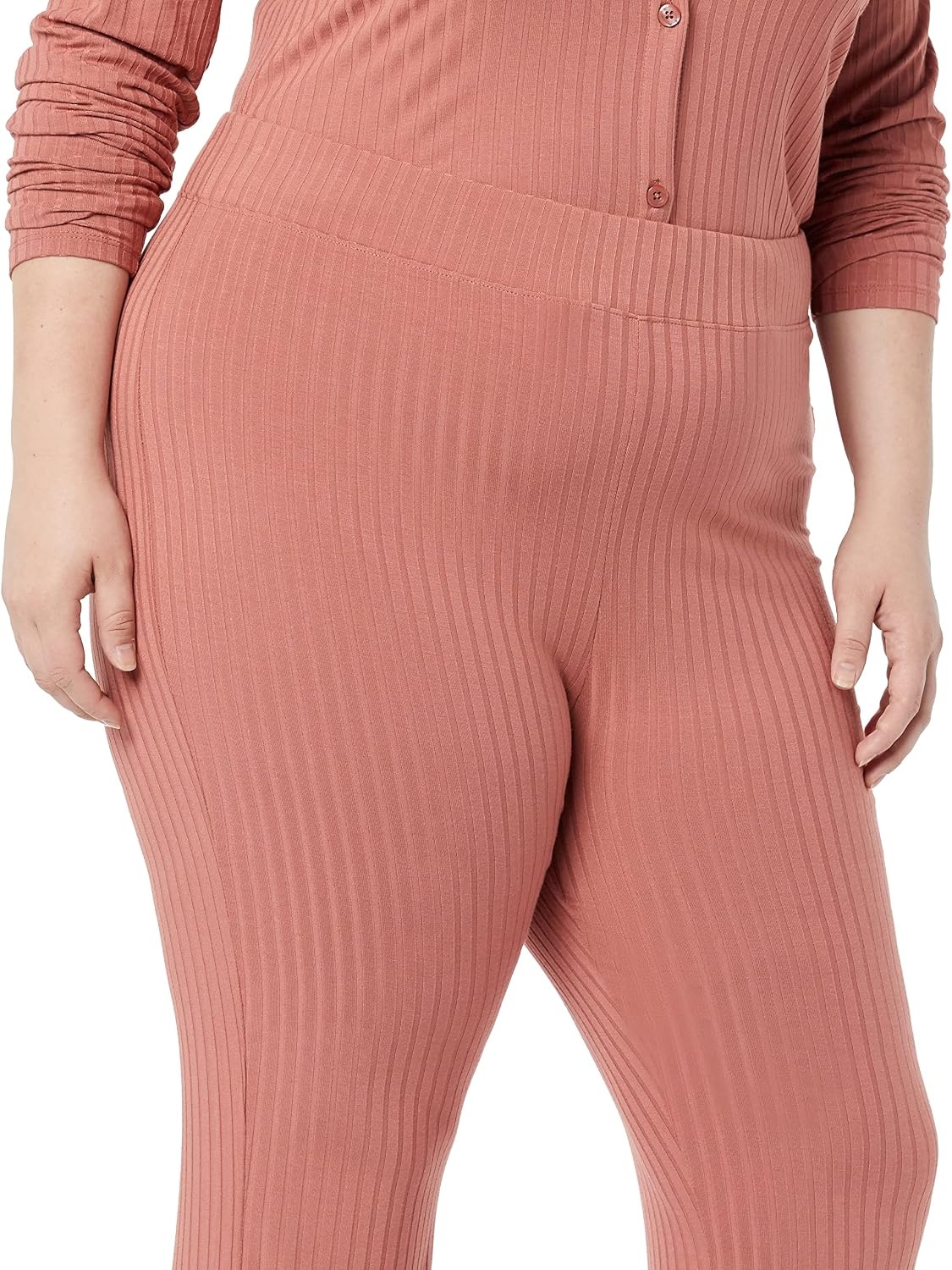 image:imageAmazon Essentials Womens Wide Rib Flared Ankle Pant Previously Daily RitualTerracotta