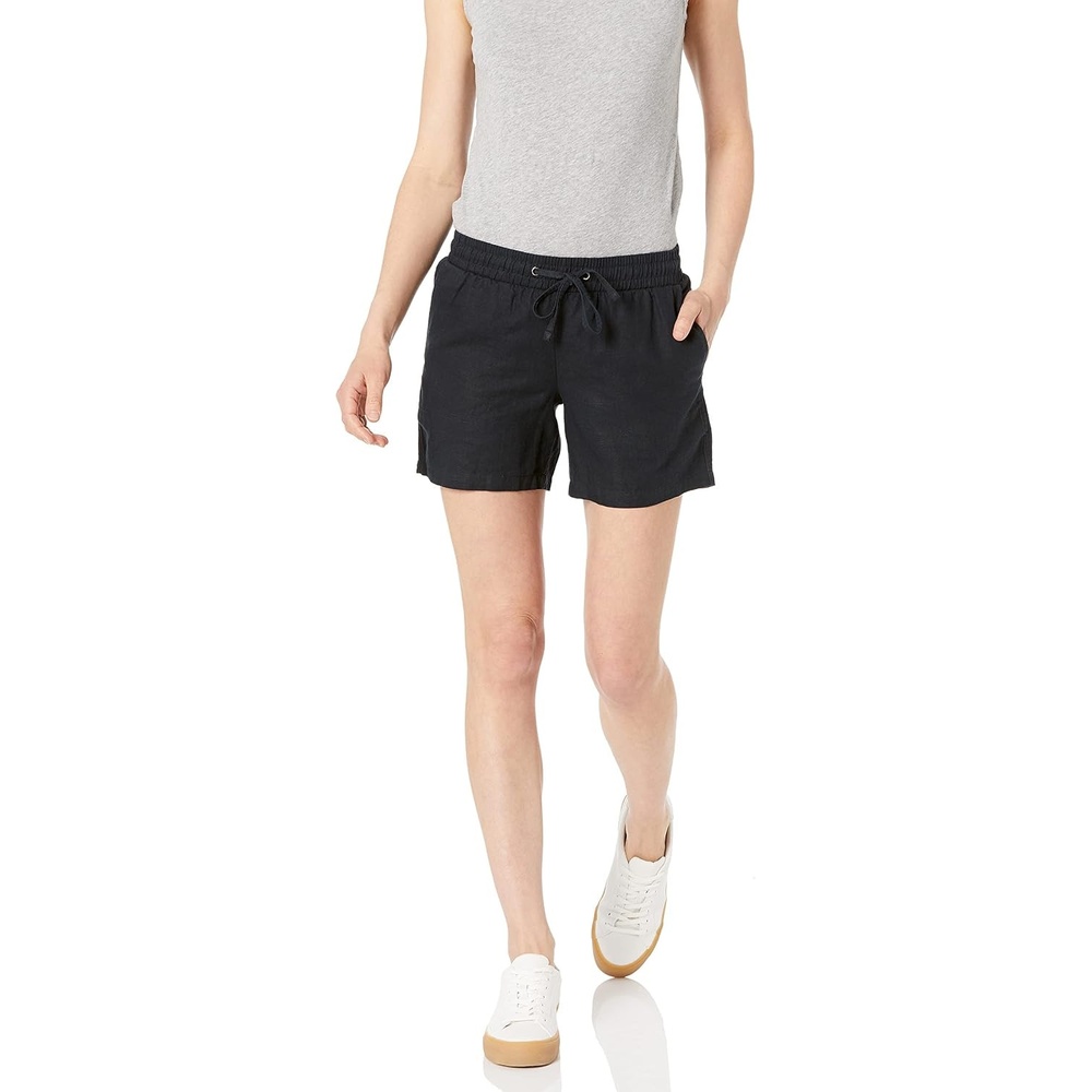 image:imageAmazon Essentials Womens 5 Inseam Drawstring Linen Blend Shorts with Elastic Waist Available in Plus SizeBlack