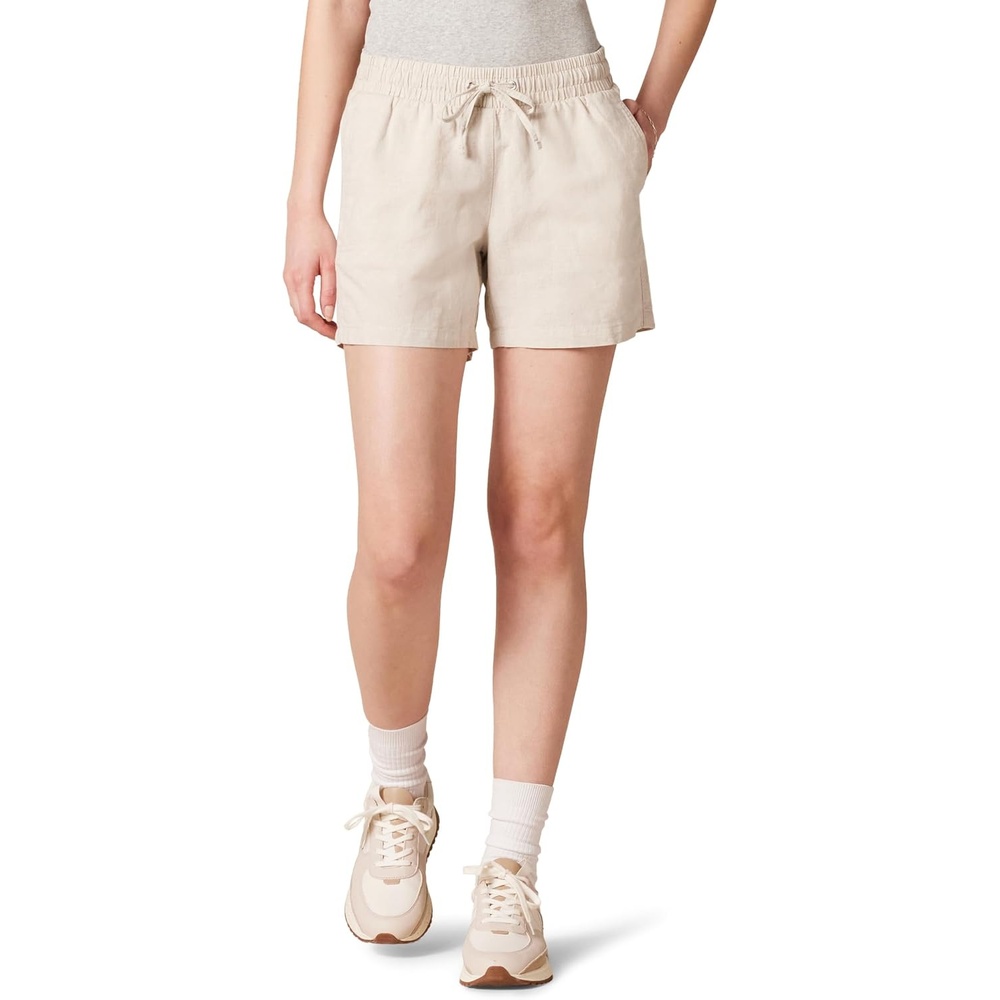 image:imageAmazon Essentials Womens 5 Inseam Drawstring Linen Blend Shorts with Elastic Waist Available in Plus SizeNatural Flax Crossdye