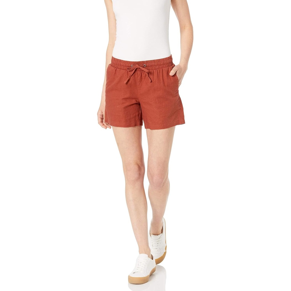 image:imageAmazon Essentials Womens 5 Inseam Drawstring Linen Blend Shorts with Elastic Waist Available in Plus SizeTerracotta