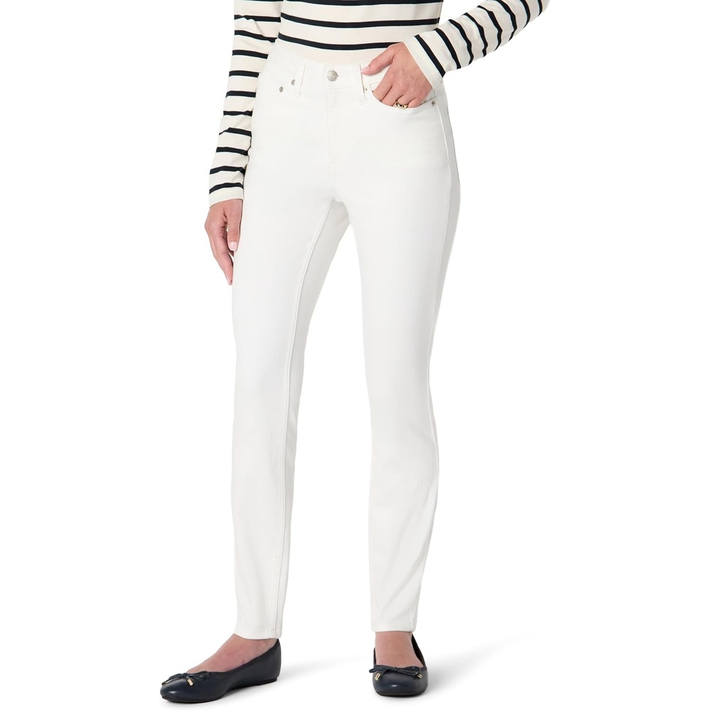 image:imageAmazon Essentials Womens High Stretch MidRise Skinny JeanWhite