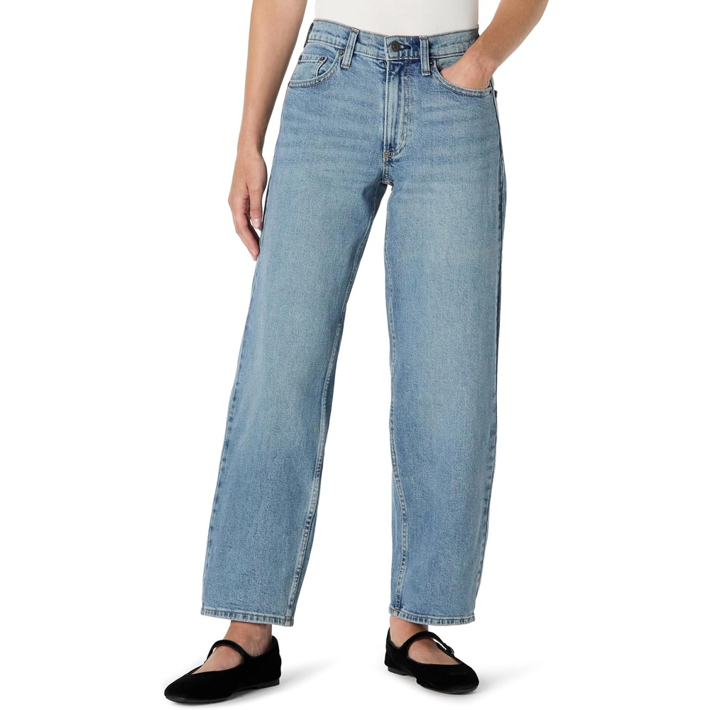 image:imageAmazon Essentials Womens HighRise Barrel Leg JeansAuthentic Medium Wash