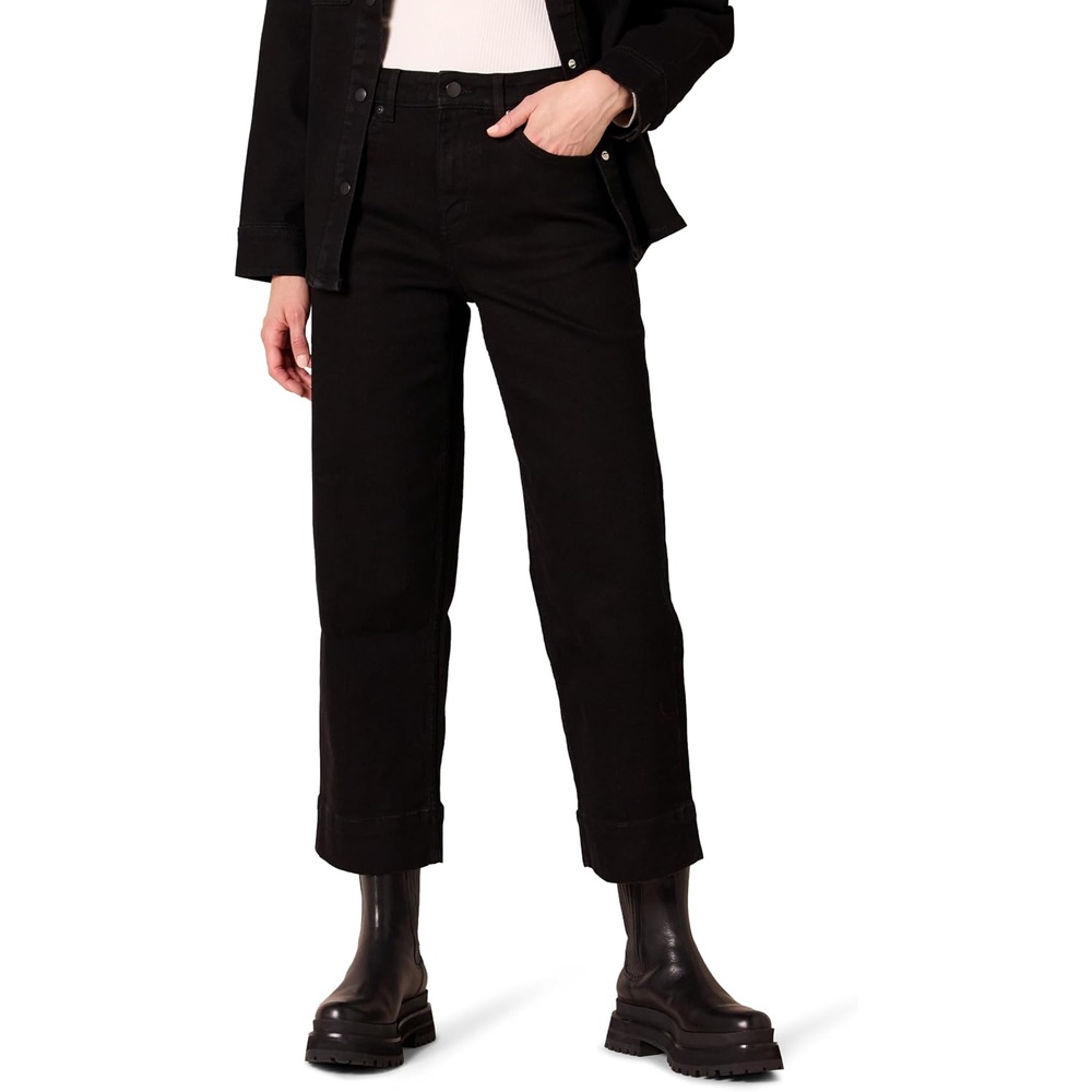 image:imageAmazon Essentials Womens HighRise RegularFit AnkleLength WideLeg Jeans Discontinued ColorsBlack