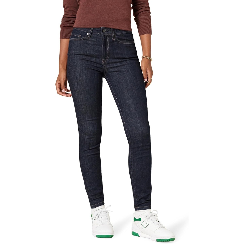 image:imageAmazon Essentials Womens HighRise Skinny Jeans with Stretch 5Pocket Styling 3 Inseam Lengths Discontinued ColorsBlack Rinse