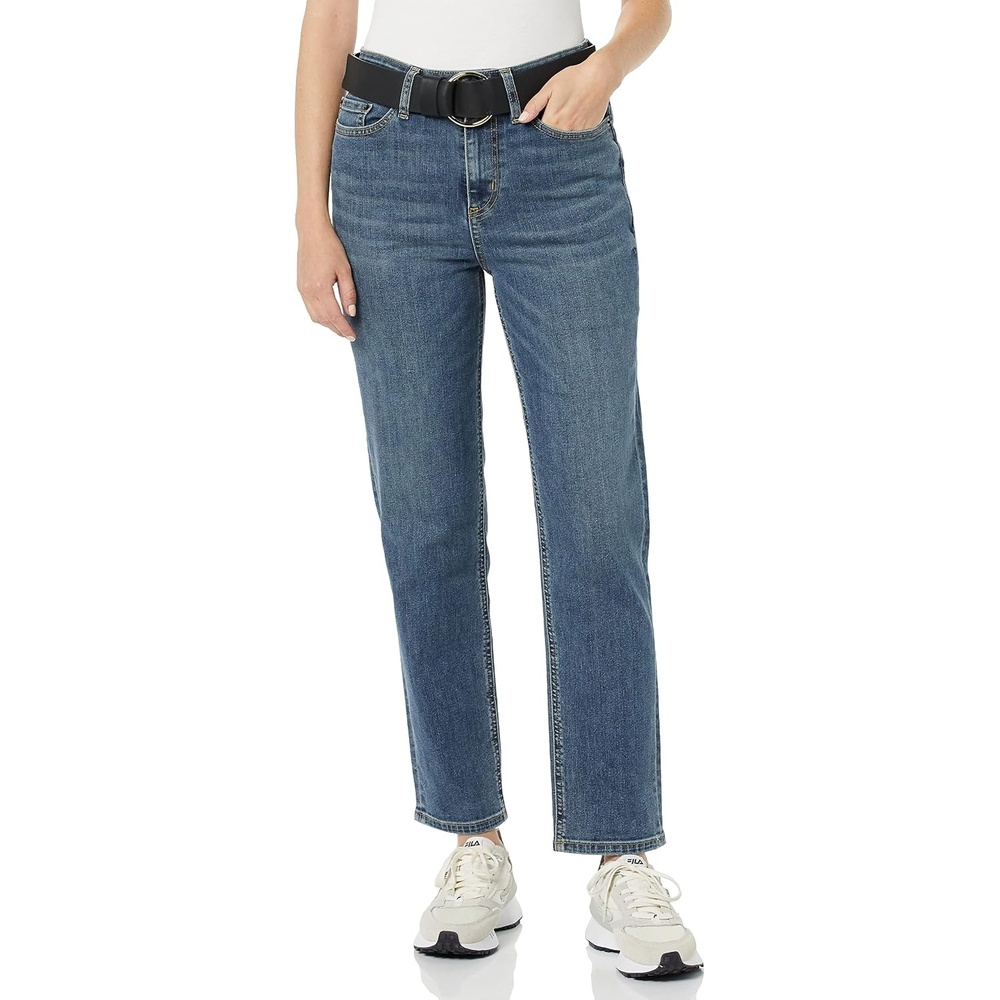 image:imageAmazon Essentials Womens HighRise Straight Jeans Discontinued ColorsMedium Wash