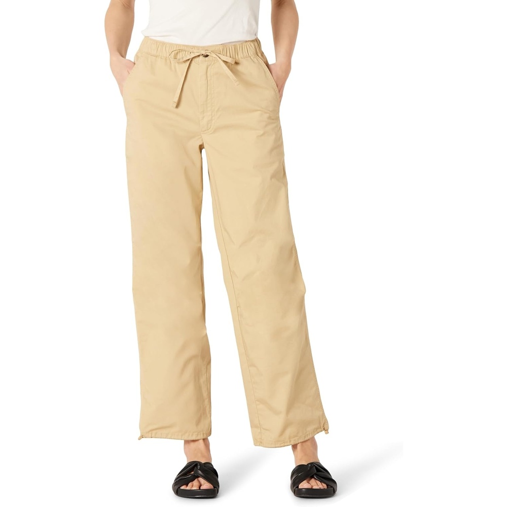 image:imageAmazon Essentials Womens MidRise Baggy LooseFit WideLeg Parachute PantsTan