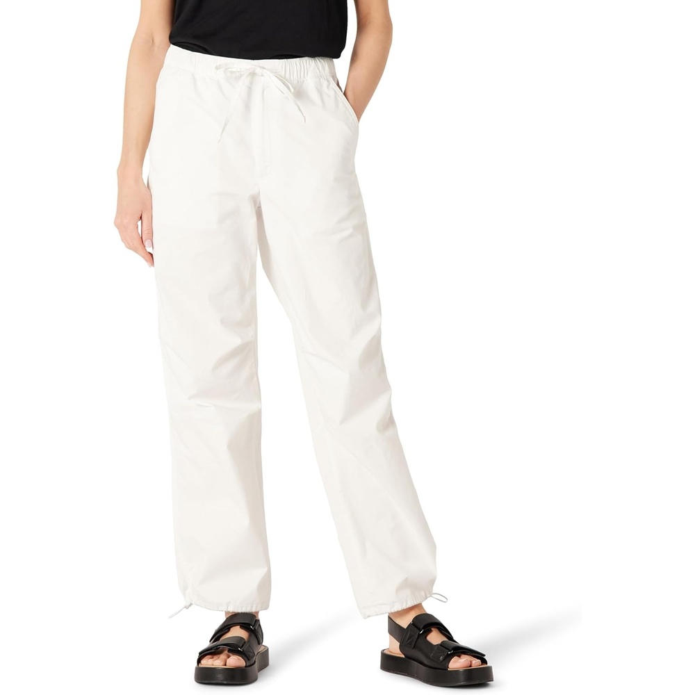 image:imageAmazon Essentials Womens MidRise Baggy LooseFit WideLeg Parachute PantsWhite