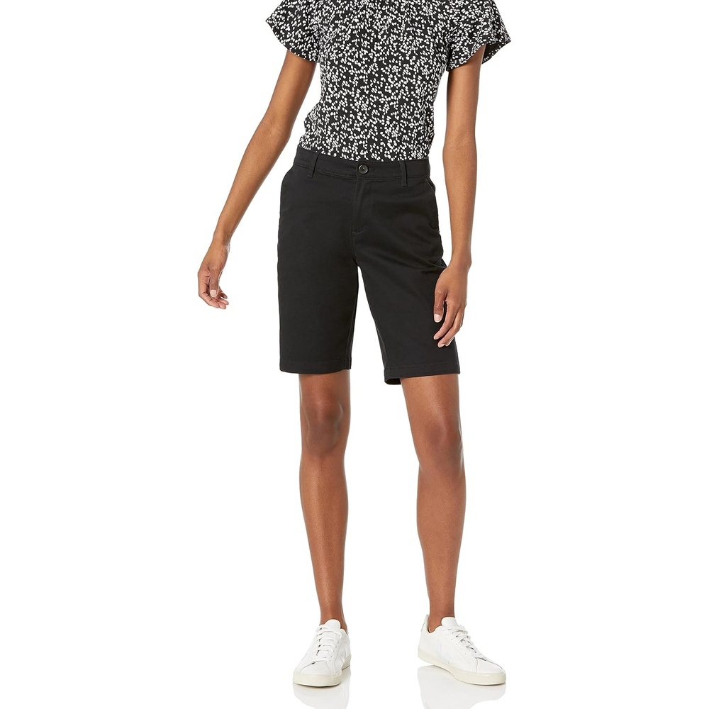 image:imageAmazon Essentials Womens MidRise SlimFit 10 Inseam Bermuda Chino ShortsBlack