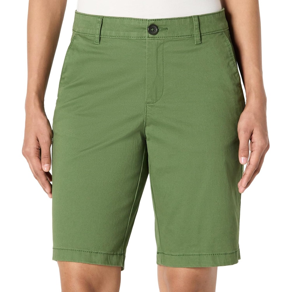 image:imageAmazon Essentials Womens MidRise SlimFit 10 Inseam Bermuda Chino ShortsOlive
