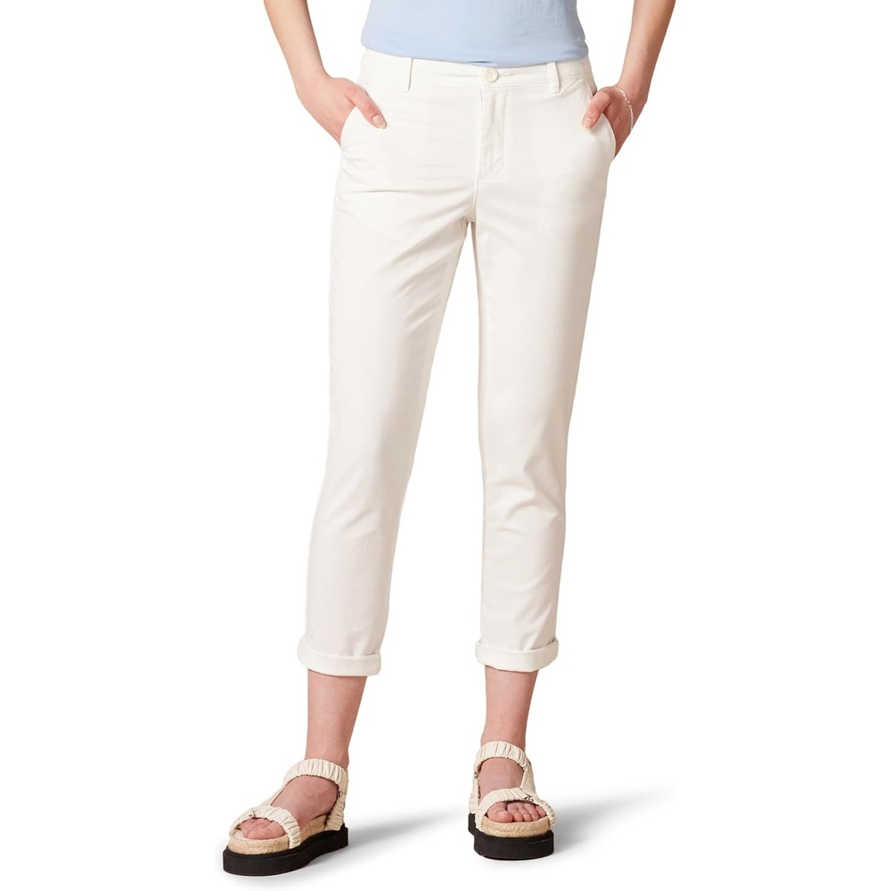 image:imageAmazon Essentials Womens MidRise SlimFit Stretchy Khaki Pants Available in Plus SizeWhite