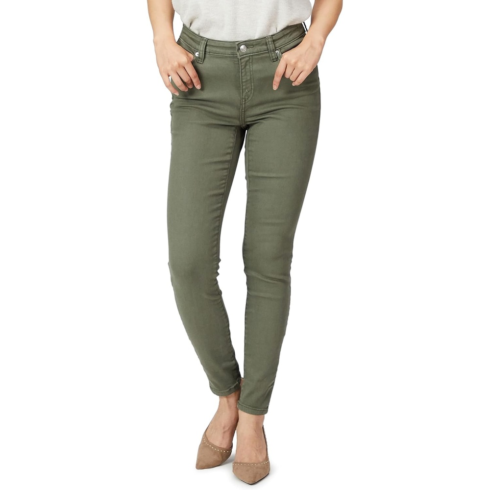 image:imageAmazon Essentials Womens MidRise Stretchy Skinny Denim Jeans 5PocketLight Olive