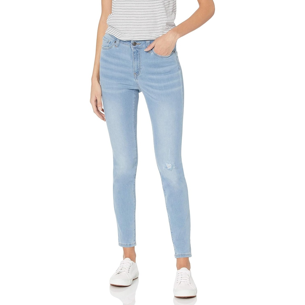 image:imageAmazon Essentials Womens MidRise Stretchy Skinny Denim Jeans 5PocketWashed Blue