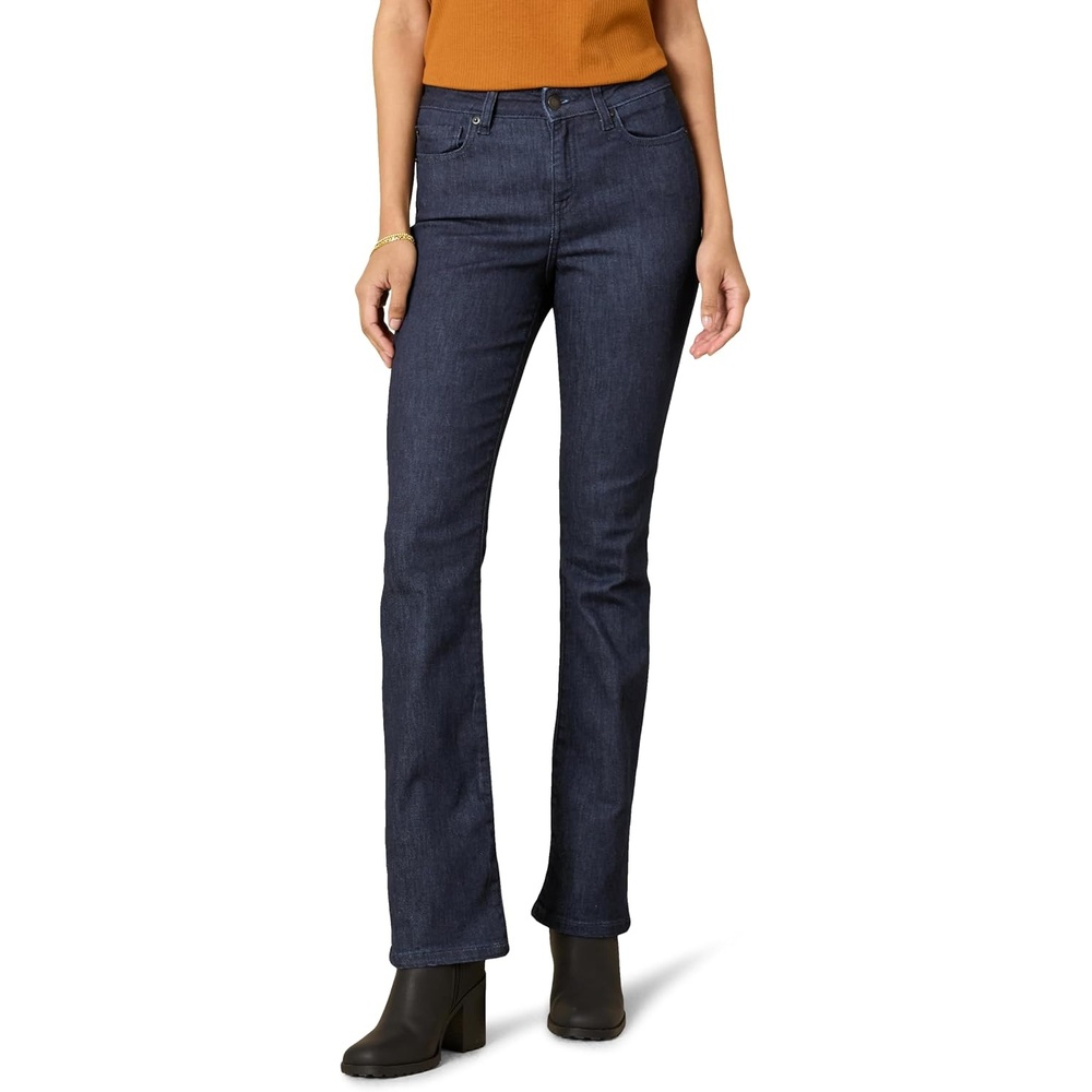 image:imageAmazon Essentials Womens MidRise Stretchy Slim Bootcut Jeans for Ladies Flared Leg Pants Discontinued ColorsNew Rinse