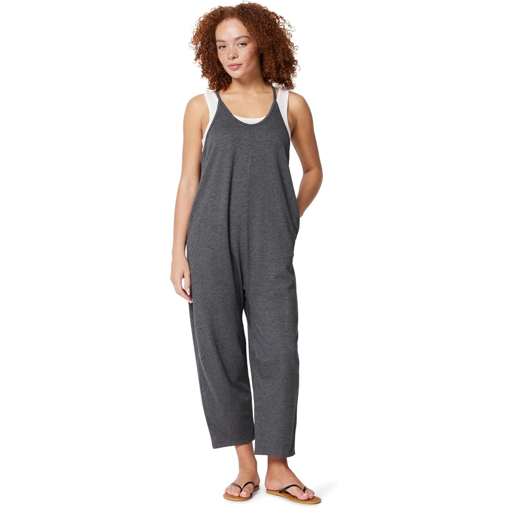 image:imageAmazon Essentials Womens OversizedFit Sleeveless JumpsuitCharcoal Heather