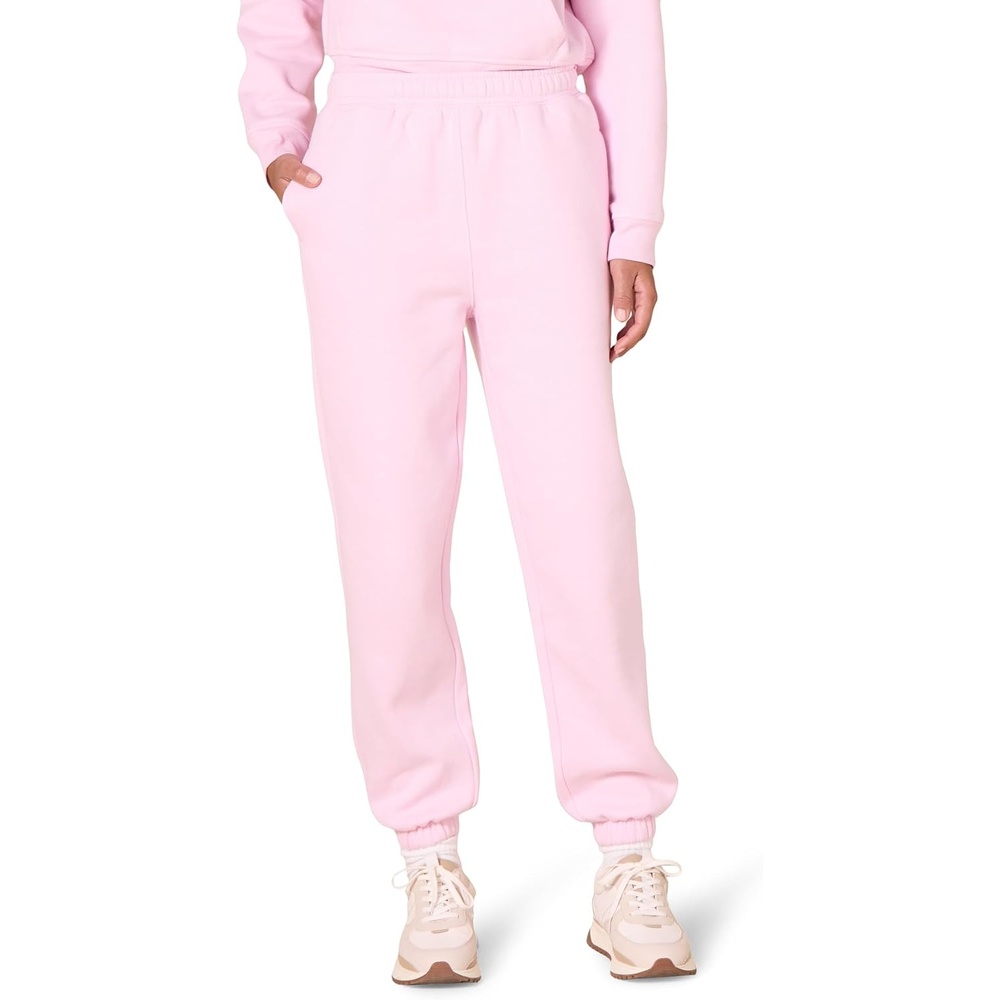 image:imageAmazon Essentials Womens Relaxed Fit Sweatpants Joggers with Elastic Waist Mid Rise Available in Plus SizePastel Pink