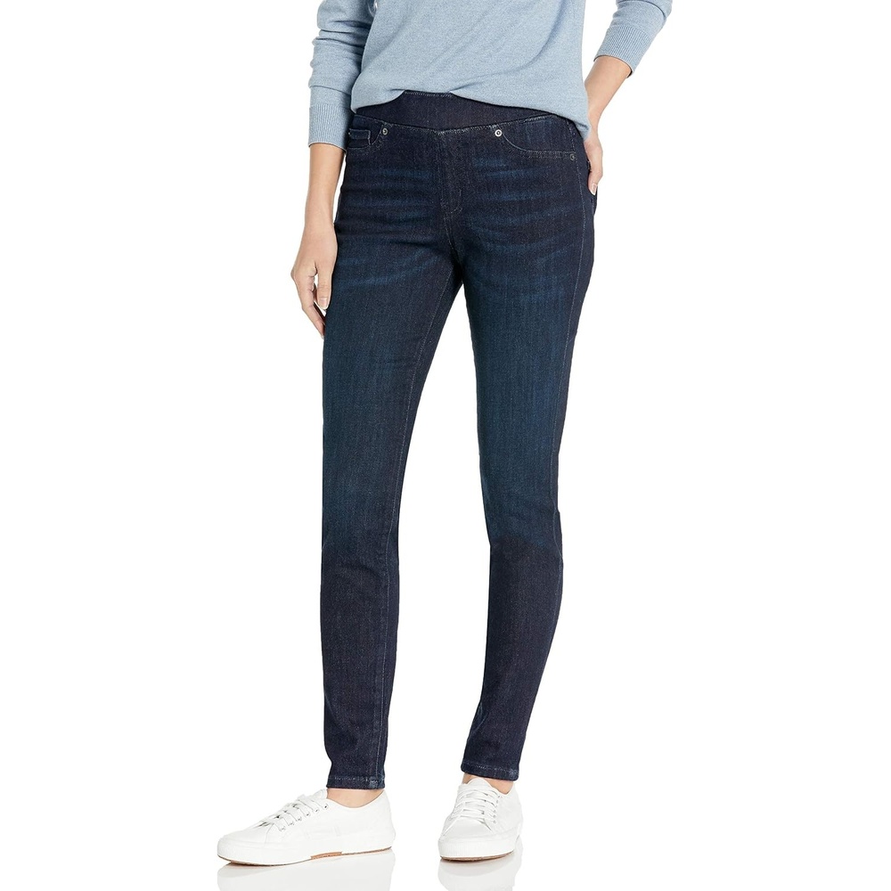 image:imageAmazon Essentials Womens Skinny Fit MidRise Stretch PullOn Jegging with Pockets Discontinued ColorsDark Wash