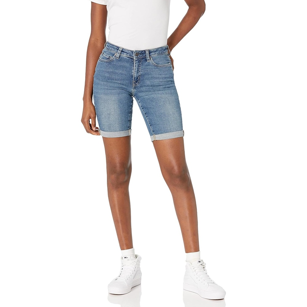 image:imageAmazon Essentials Womens Slim Fit Denim Bermuda Shorts with PocketsMedium Wash