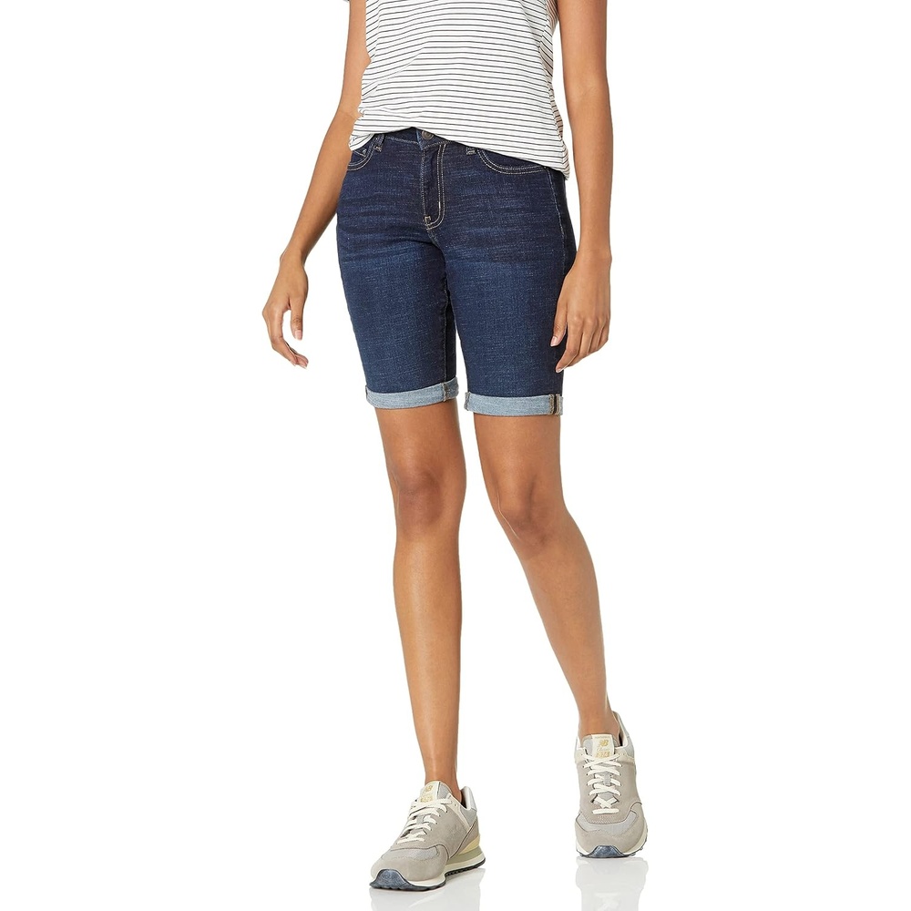 image:imageAmazon Essentials Womens Slim Fit Denim Bermuda Shorts with PocketsRinse