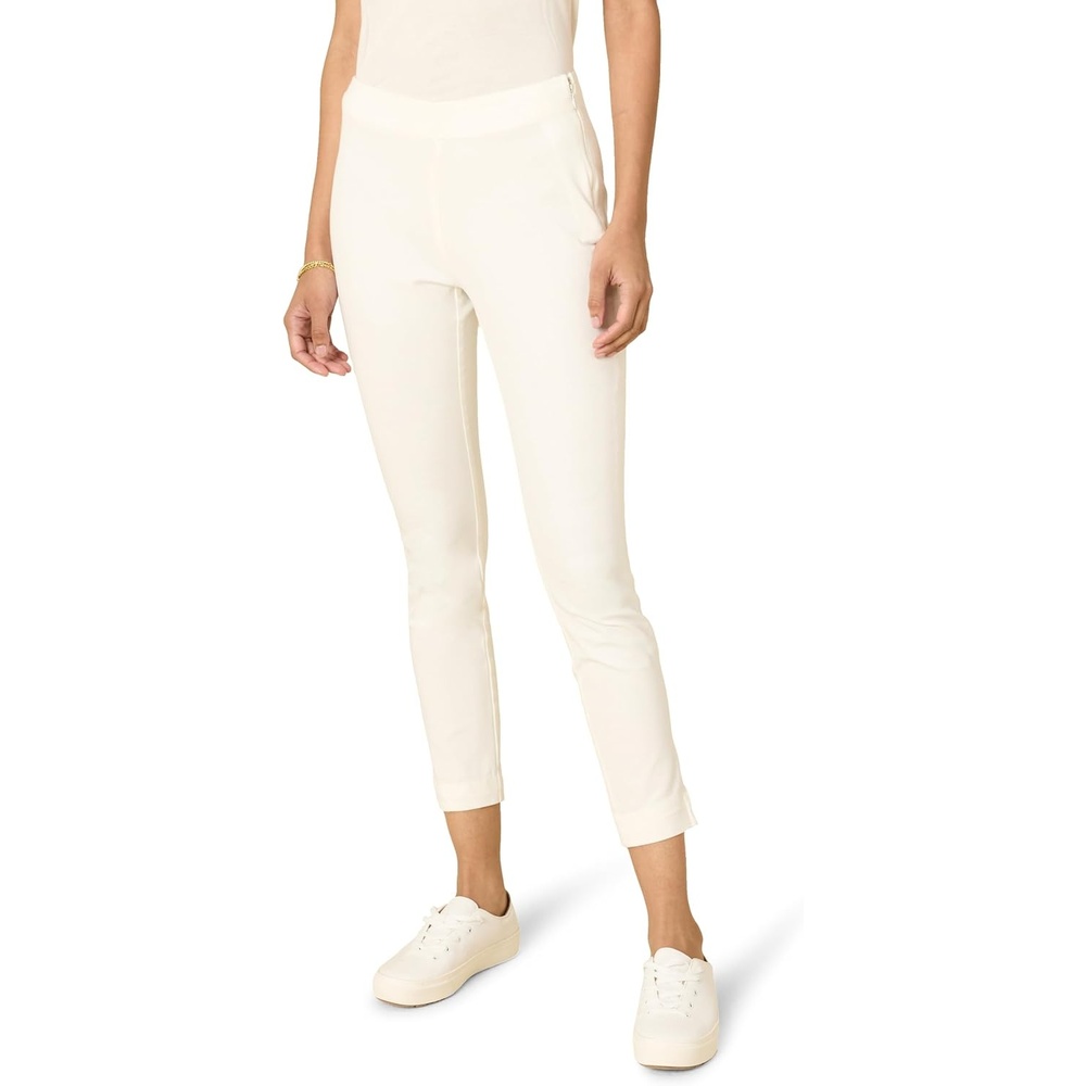 image:imageAmazon Essentials Womens SlimFit BiStretch Side Zip Ankle PantIvory
