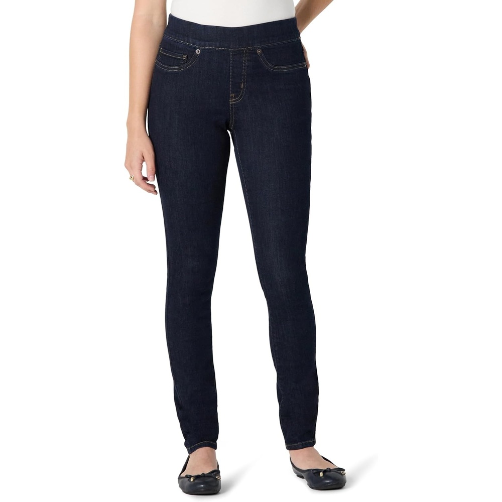 image:imageAmazon Essentials Womens Stretch Denim MidRise PullOn Skinny JeggingRinse
