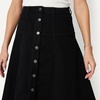 Amazon Essentials Women’s A-Line High-Rise Denim Button-Down Midi Skirt(Black)