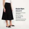 Amazon Essentials Women’s A-Line High-Rise Denim Button-Down Midi Skirt(Black)