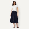 Amazon Essentials Women’s A-Line High-Rise Denim Button-Down Midi Skirt(Rinse Denim)