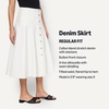 Amazon Essentials Women’s A-Line High-Rise Denim Button-Down Midi Skirt(White)